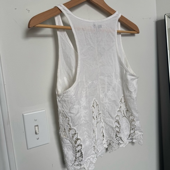 Zara White Lace Tank Top Crop Blouse | Boho Festival Sheer Embroidered S - Picture 6 of 7